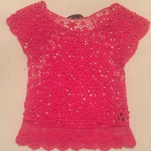 Hot pink cover up/shirt.